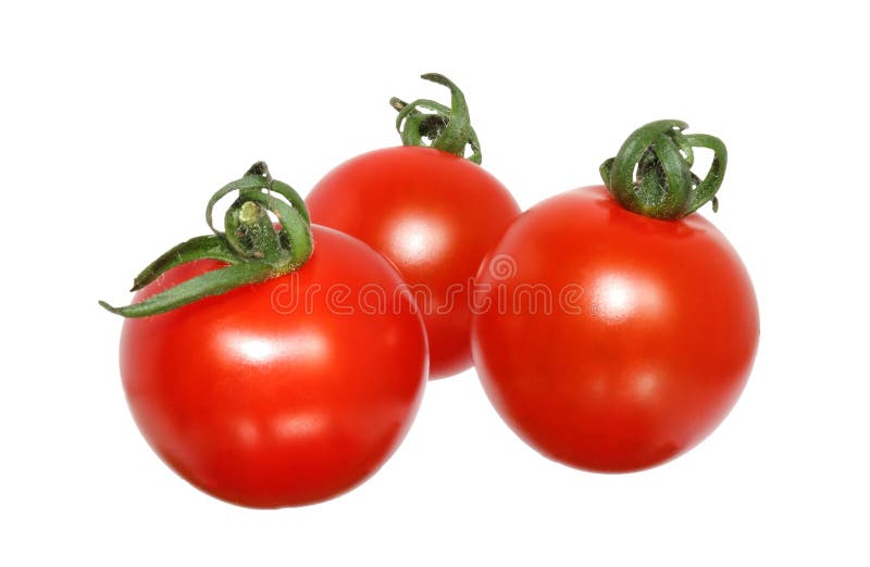 Tomate de cereja três fotografia de stock royalty free Tomate de cereja três fotografia de stock royalty free