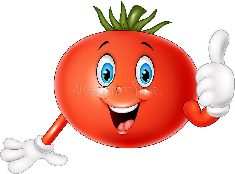 Tomate dos desenhos animados que dá os polegares acima ilustração do vetor Tomate dos desenhos animados que dá os polegares acima ilustração do vetor