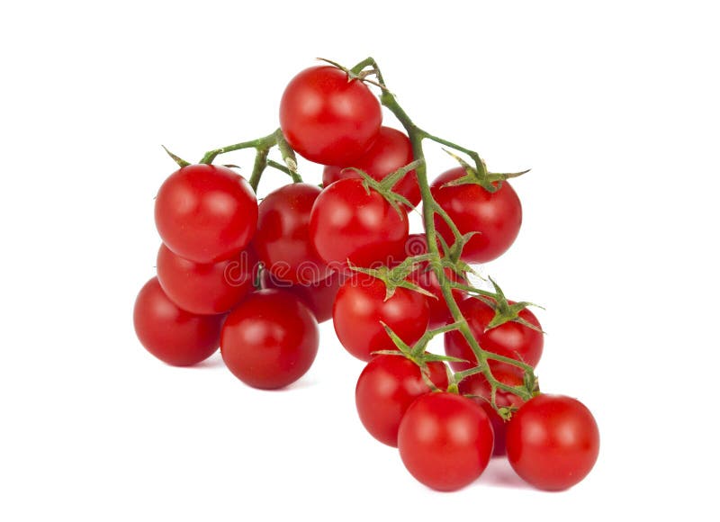 Tomates de cereja isolados fotos de stock Tomates de cereja isolados fotos de stock