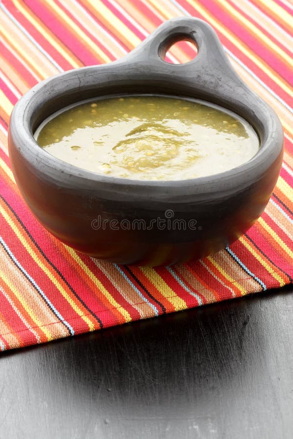 Tomatillo Sauce in Colombian Clay Dish Stock Image Image of tasty