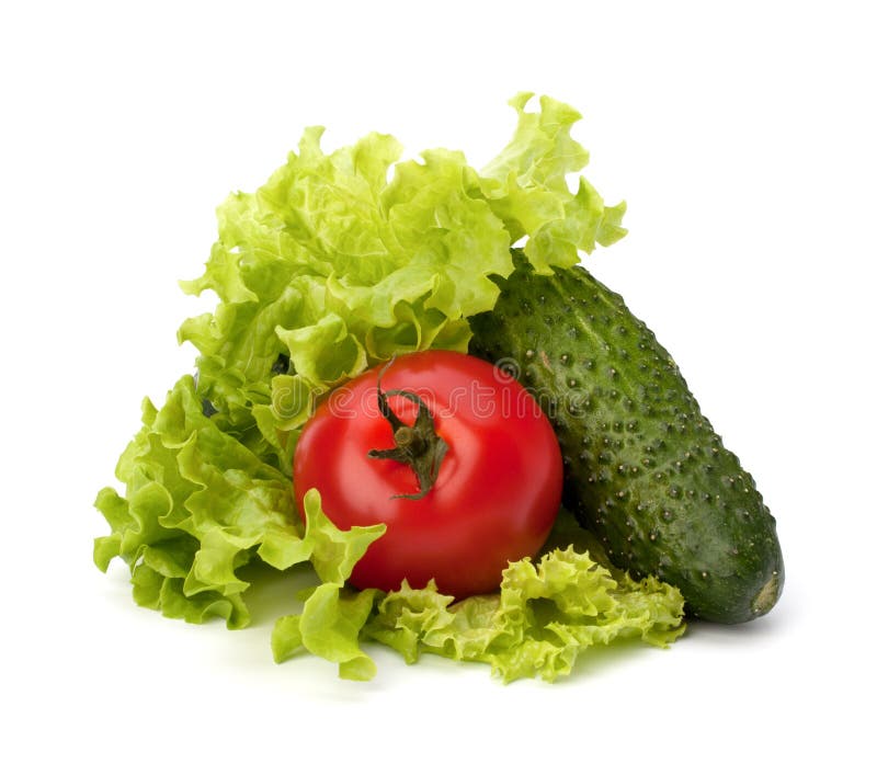 Tomato, cucumber vegetable and lettuce salad royalty free stock photos