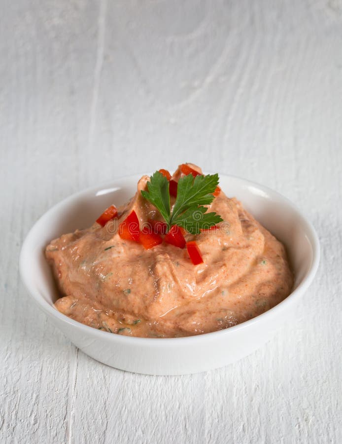 Tomato dip with fresh parsley and herbs