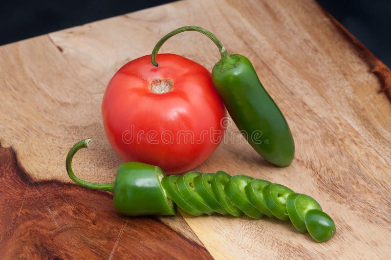 Tomato and Jalapeno stock image Tomato and Jalapeno stock image