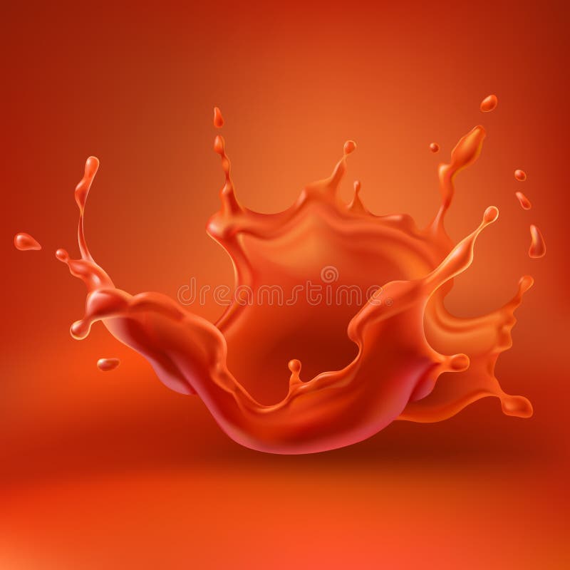 Tomato juice splash with spray realistic vector vector illustration Tomato juice splash with spray realistic vector vector illustration