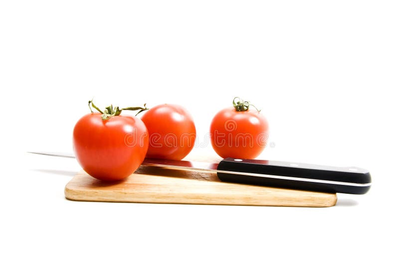Tomato and knife stock image. Image of fork, edible, breakfast 3933337