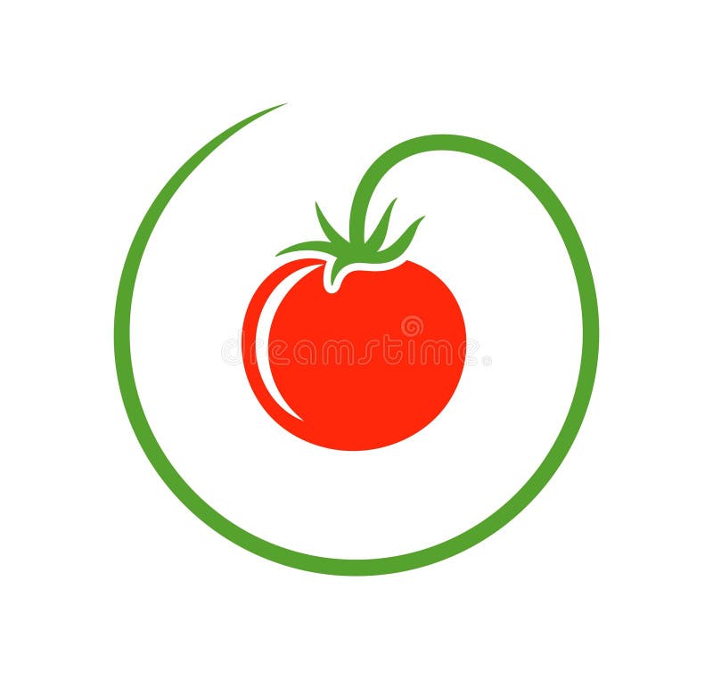 Tomato Logo Template Design Vector in Isolated White Background Stock