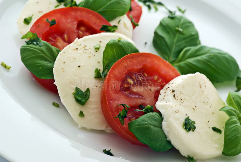 Salad with Mozzarella and Tomatoes Stock Image Image of healthy