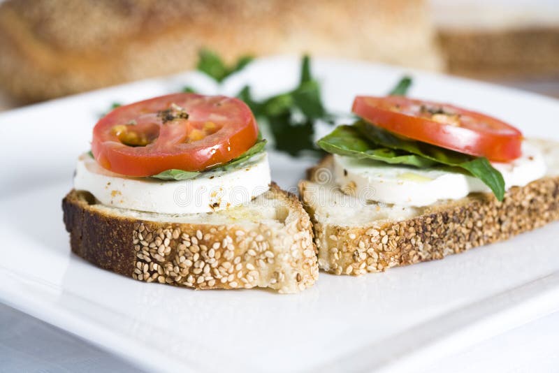 Tomato and mozzarella on bread