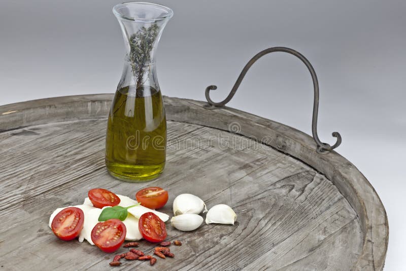 Tomato and Mozzarella with Olive Oil Stock Image Image of delicious