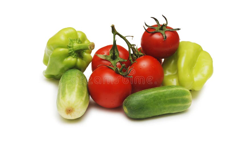 Tomato, pepper and cucumber