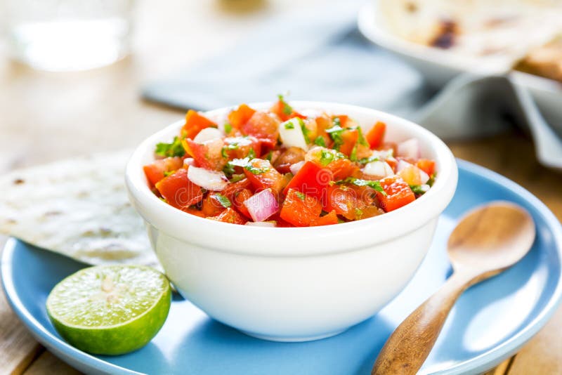 Tomato salsa with tortilla and toast