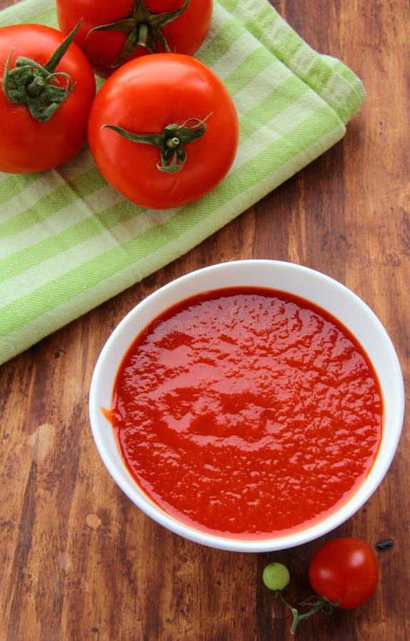 Tomato Sauce in a White Bowl Stock Photo Image of cooked, vegetarian