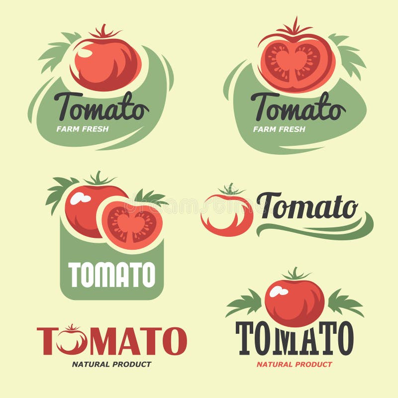 Nastaviť paradajkovej štítky a symboly v vektora.