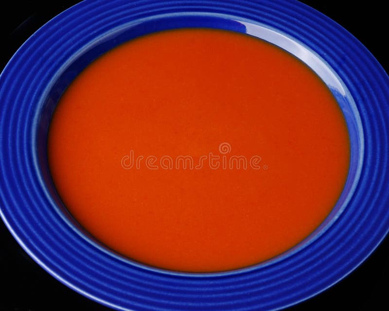Tomato soup blue bowl
