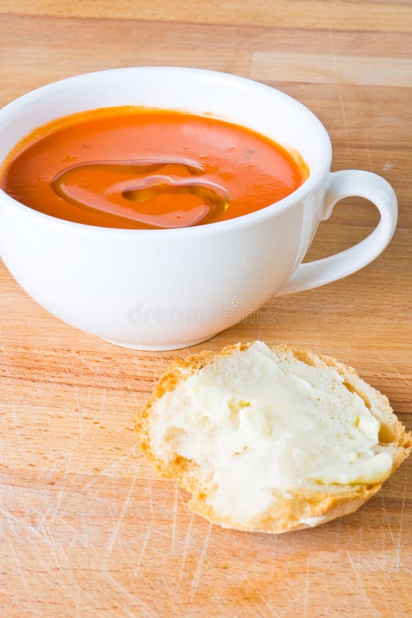 Tomato soup with bread