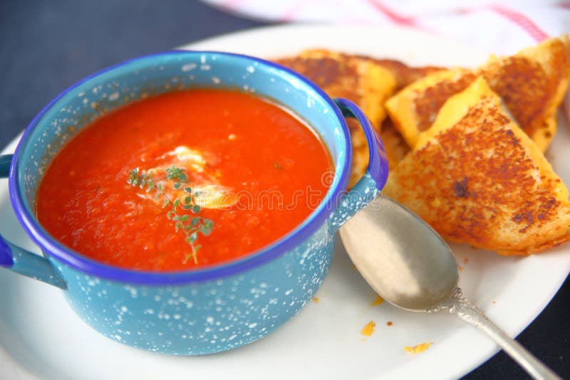 Tomato soup and grilled cheese royalty free stock image Tomato soup and grilled cheese royalty free stock image