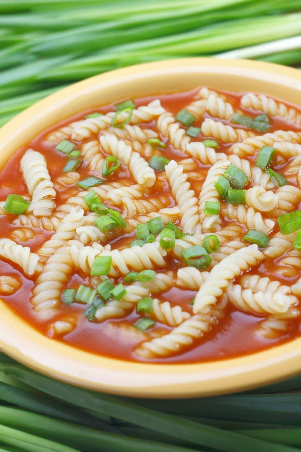 Tomato soup with pasta. stock photo. Image of traditional 12496500