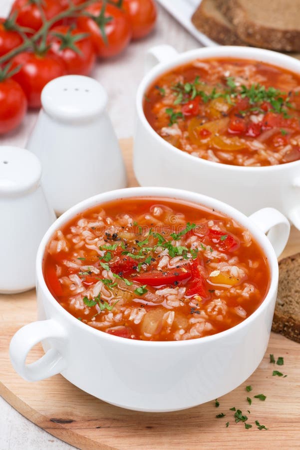 Tomato Soup with Rice, Vegetables and Herbs Stock Image Image of nutrition, cooked 37519085