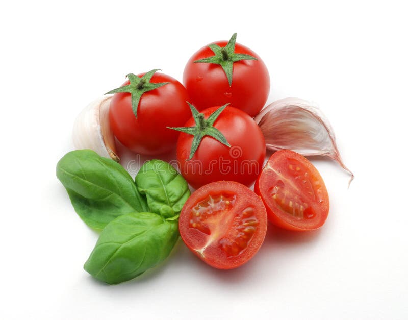 Tomatoes, basil and garlic