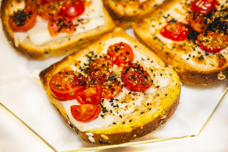 Tomatoes with bread cheese stock photo. Image of italian 103155236