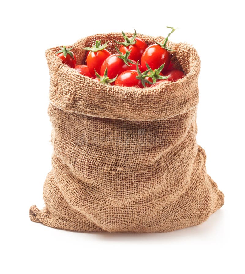 Tomatoes In A Canvas Bag On A White Background Stock Image Image of