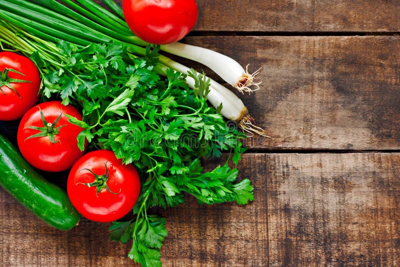 Tomatoes, cucumber, coriander and spring onions