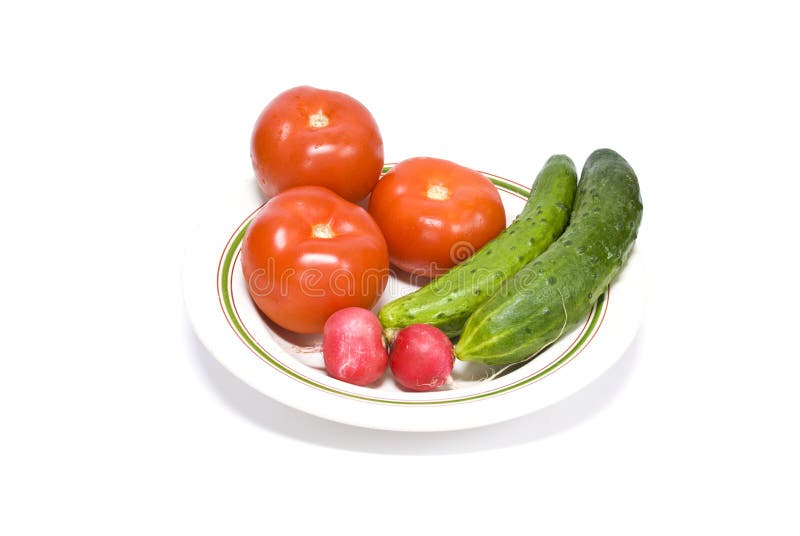 Tomatoes cucumbers and radishes