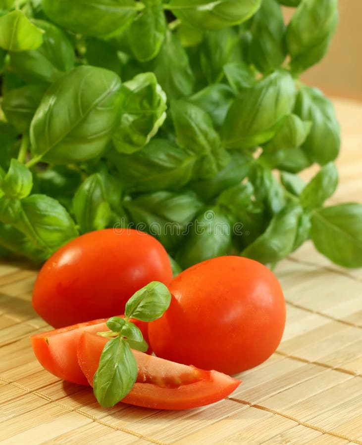 Tomatoes and fresh basil