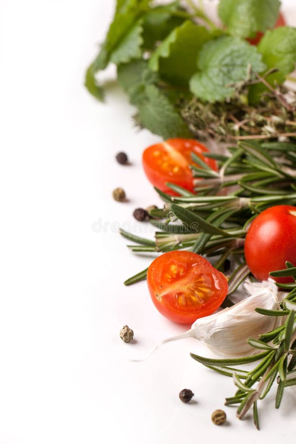 Tomatoes, garlic and herbs