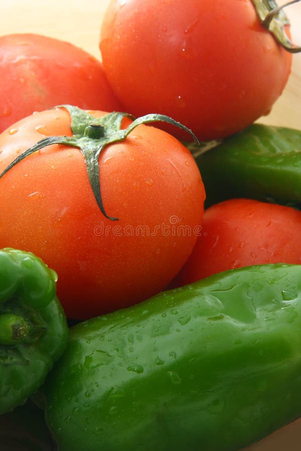 Tomatoes and green peppers