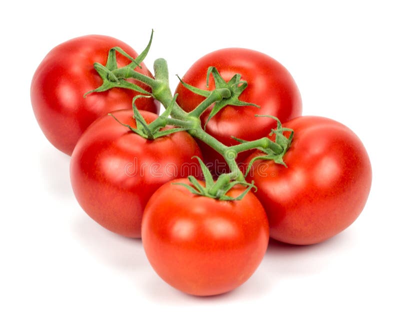 Two tomatoes. Tomatoes isolated Flying Black background.