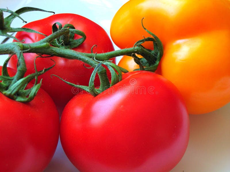 Tomatoes and a pepperbell