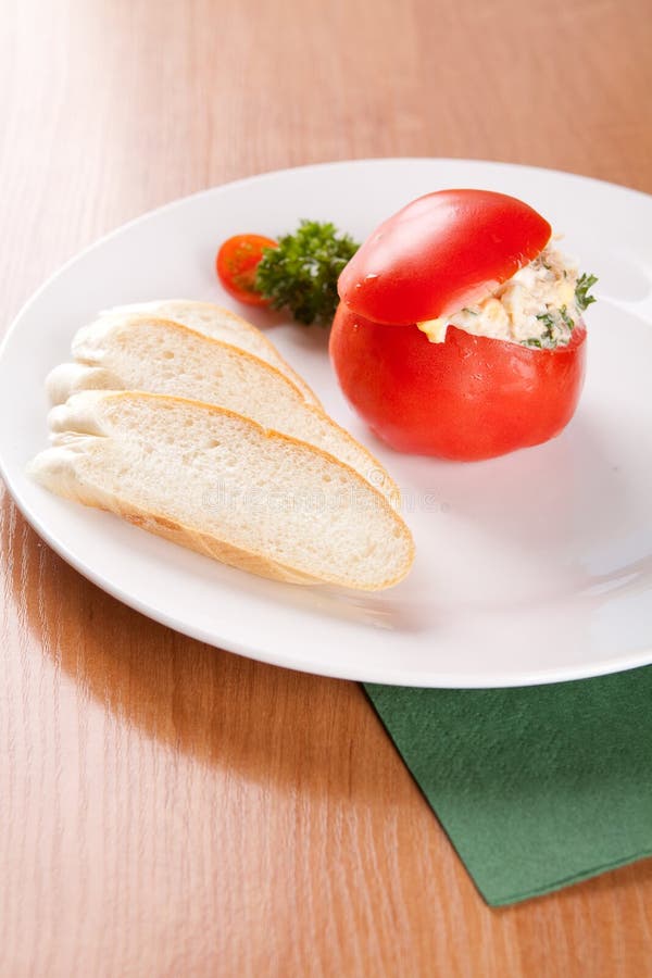 Tomatoes Stuffed with Spread of Eggs and Tuna Stock Image Image of