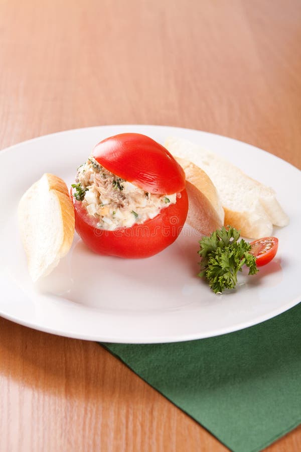 Tomatoes Stuffed with Spread of Eggs and Tuna Stock Photo Image of