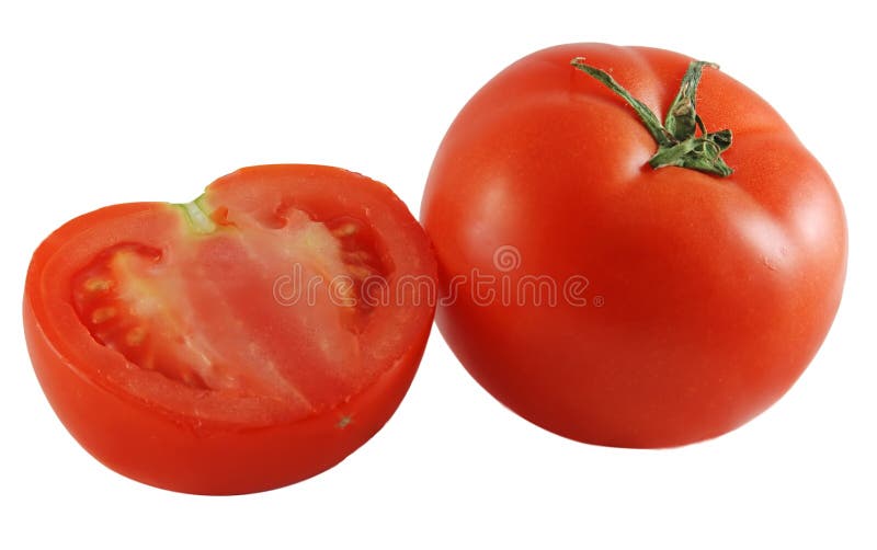 Tomatoes on white background