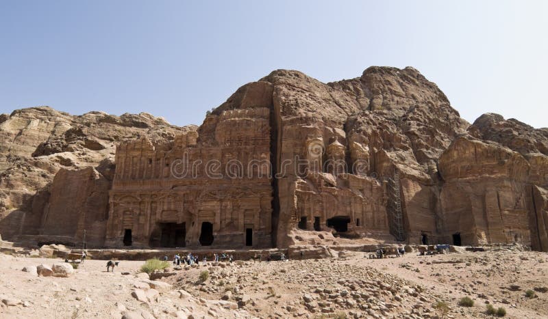 Petra panoramic view - Nabataeans capital city (Al Khazneh) , Jordan. Made by digging a holes in the rocks. Roman Empire period. Petra panoramic view - Nabataeans capital city (Al Khazneh) , Jordan. Made by digging a holes in the rocks. Roman Empire period.