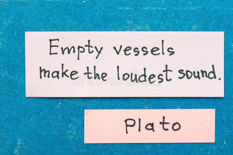 Famous ancient Greek philosopher Plato quote interpretation with sticky notes on vintage carton board about babbling. Famous ancient Greek philosopher Plato quote interpretation with sticky notes on vintage carton board about babbling