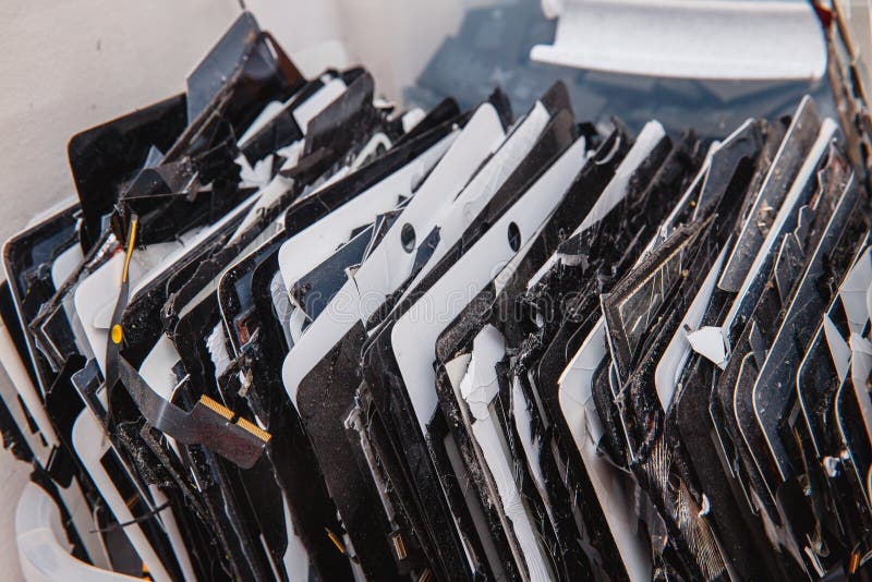 Broken panels and screens of iPhone phones royalty free stock image Broken panels and screens of iPhone phones royalty free stock image