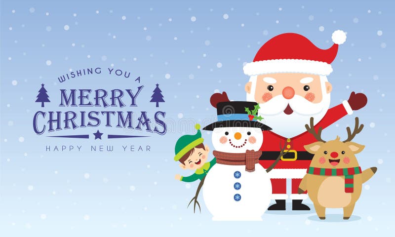 Tomt jultecken - tomtklaus, renar, snöman och jultomte på snöbakgrund royaltyfri illustrationer Tomt jultecken - tomtklaus, renar, snöman och jultomte på snöbakgrund royaltyfri illustrationer