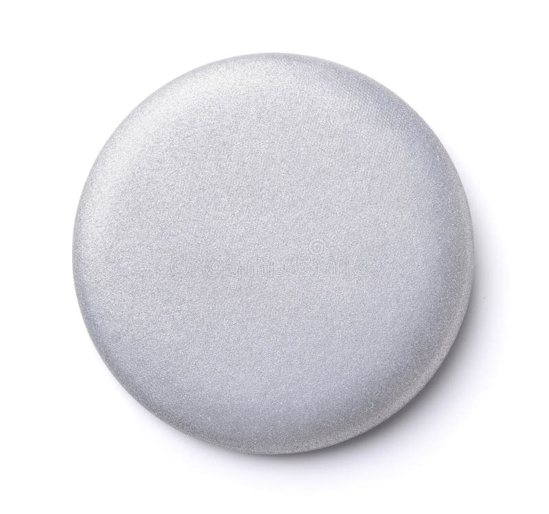 Front view of blank silver button badge isolated on white. Front view of blank silver button badge isolated on white