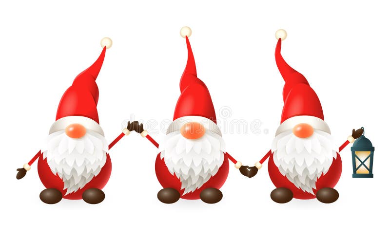 Tomte Nisse, Tomtenisse - tre lyckliga gulliga skandinaviska gnomer fira vintersolståndet - vektorillustration som isoleras på vi vektor illustrationer Tomte Nisse, Tomtenisse - tre lyckliga gulliga skandinaviska gnomer fira vintersolståndet - vektorillustration som isoleras på vi vektor illustrationer