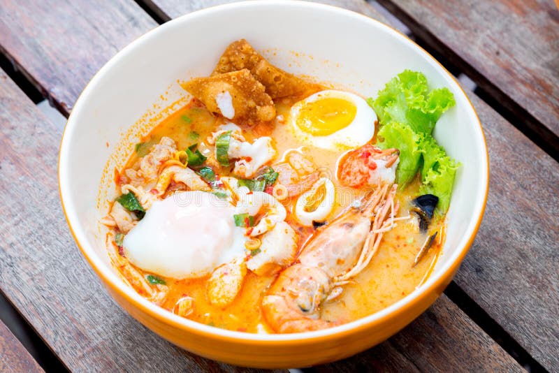 Gourmet Tomyum spicy noodle with seafood. Gourmet Tomyum spicy noodle with seafood