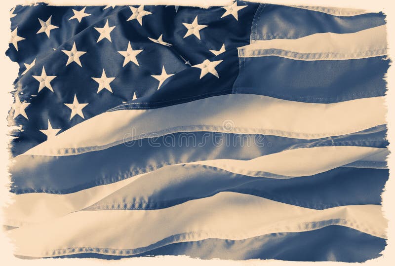 Tonad, bleknad desaturated amerikanska flaggan med en tappningfilmgräns