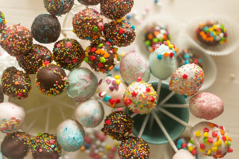 Toned Image of Decorated Cake Pops and Candies Stock Image Image of
