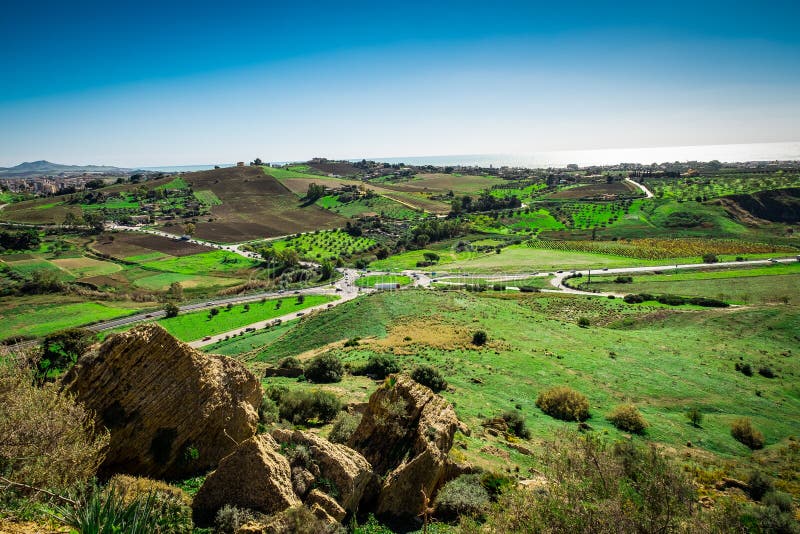 Toneellandschap van Sicilië Siciliaans plattelandslandschap royalty-vrije stock afbeelding Toneellandschap van Sicilië Siciliaans plattelandslandschap royalty-vrije stock afbeelding