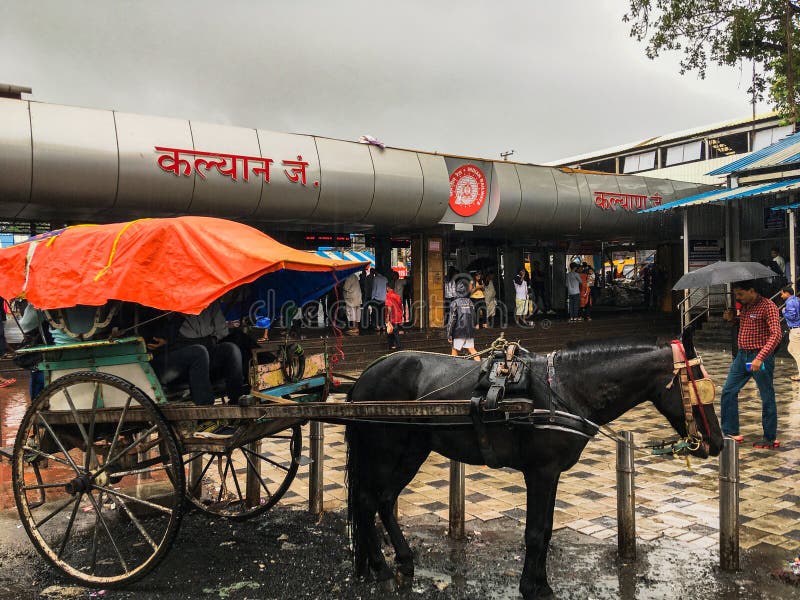 Tongahorse Cart at Kalyan railway station on monsoon Maharashtra INDIA royalty free stock photos Tongahorse Cart at Kalyan railway station on monsoon Maharashtra INDIA royalty free stock photos