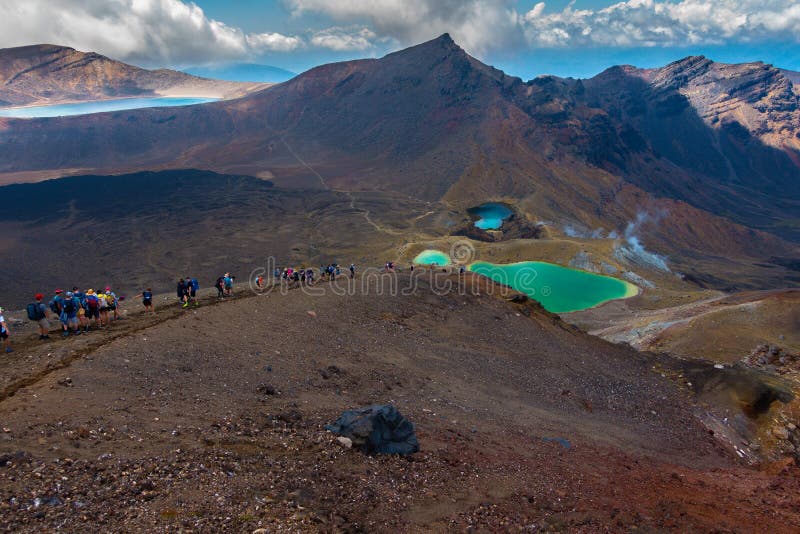 Tongariro Alpejski skrzyżowanie - Szmaragdowy jezioro fotografia royalty free Tongariro Alpejski skrzyżowanie - Szmaragdowy jezioro fotografia royalty free