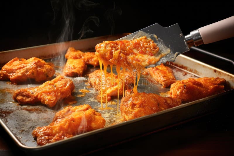 Tonguri cu aripi de bivoliță pe o foaie de copt stock photos