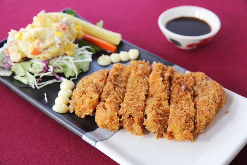 Tonkatsu Pork Cutlet , Japanese Food Stock Photo Image of black