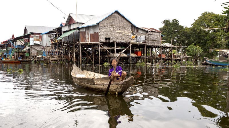 Floating Village And Floating Market On The Tonle Sap Lake 